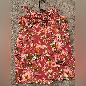 FLORAL NECK TIE BLOUSE